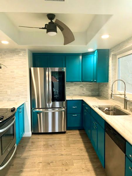 blue kitchen remodel