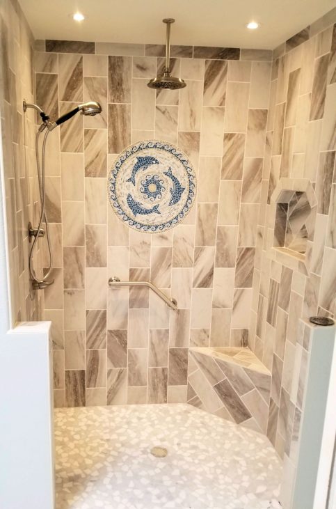 bathroom remodel dolphins tiled